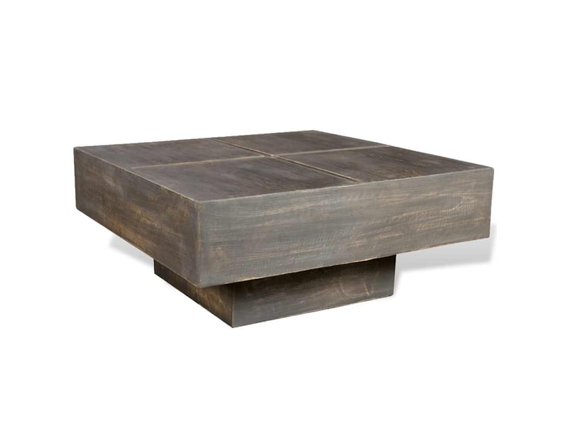  Table basse - table de salon - table à thé carrée marron foncé bois massif de manguier  - Conforama C