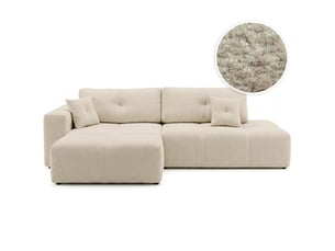 Canapé d'angle gauche convertible LOUNGITUDE CELINE 4 places Tissu bouclette Beige