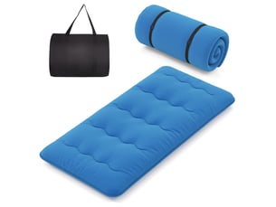 Costway matelas futon japonais pliable 90 x 200 cm, housse lavable, matelas de sol avec sac de transport (bleu marine)