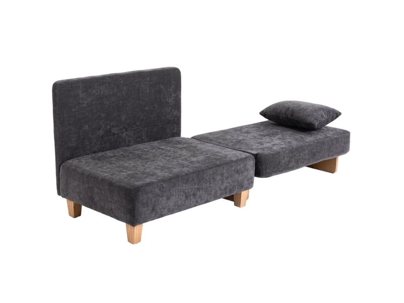  Fauteuil-lit 2-en-1 94x63x89 cm pliant gris foncé sans matelas  - Conforama A