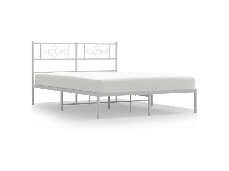  Lit double- lit adulte -  cadre de lit métal sans matelas et tête de lit blanc 120x190 cm  - Conforama A