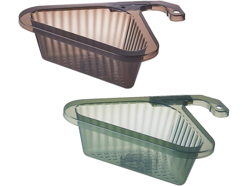  Support de filtration suspendu triangulaire 2 pièces pour évier cuisine, panier de drainage rangement pour petits ustensiles, noir et vert  - Conforama A