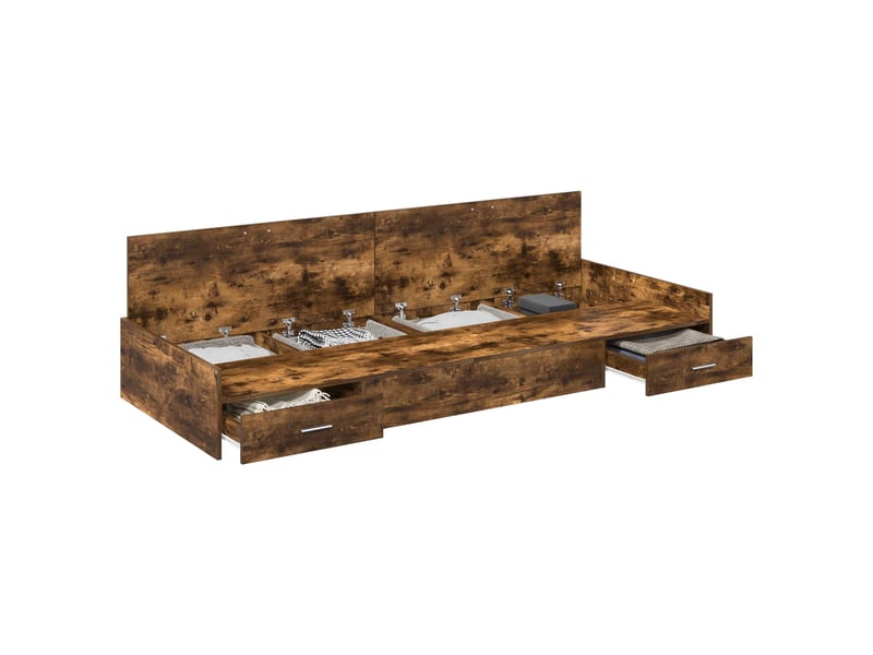 Lit simple- lit adulte - cadre de lit chêne fumé 100 x 200 cm bois d'ingénierie - Conforama A