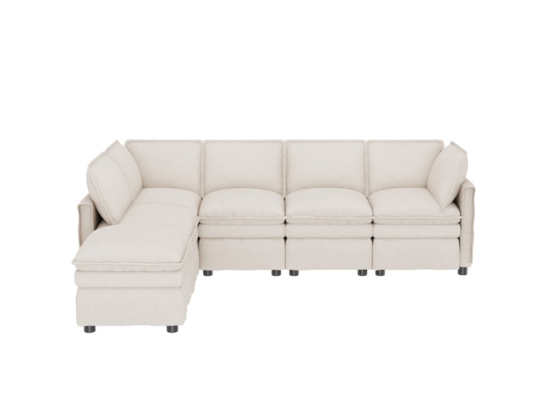 Canapé modulable 344x127x91 cm 6 places avec fonction couchage, beige  - Conforama A