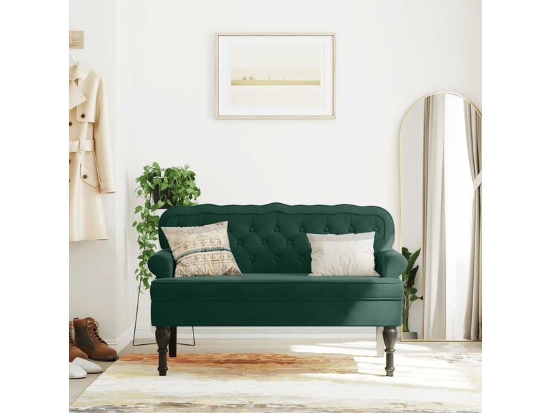  Canapé 2 places avec dossier vert foncé 119,5x64,5x75 cm velours  - Conforama C