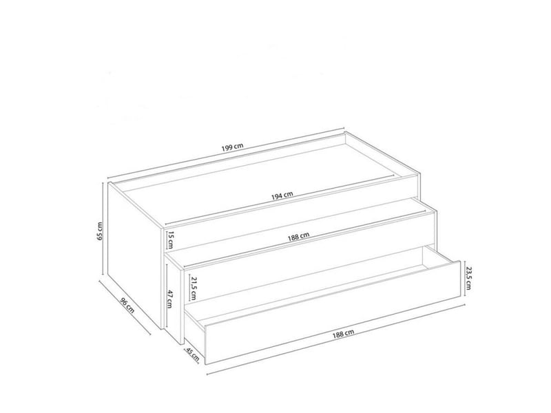  Lit et étagère aggloméré blanc sans sommiers et matelas 65x199x96cm  - Conforama E