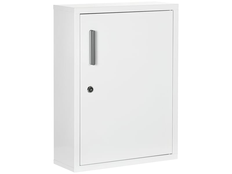  Armoire à pharmacie 2 étagères 3 niveaux avec porte verrouillable 2 clés 40 x 15 x 53,5 cm blanc  - Conforama A