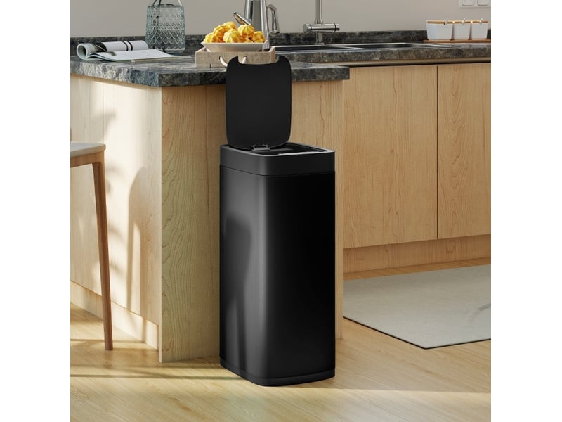  Poubelle de cuisine 50 l 35,5 x 26,5 x 68 cm – noire – ouverture automatique sans contact par capteur  - Conforama B