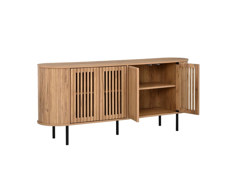  Buffet enfilade 4 portes coulissantes mdf et métal coloris naturel 160x40x70 cm  - Conforama B