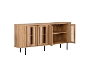 Buffet enfilade 4 portes coulissantes mdf et métal coloris naturel 160x40x70 cm