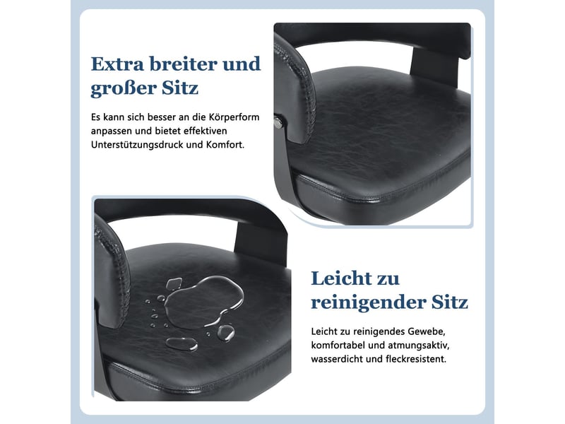  Chaise de salle à manger chaise de cuisine cuir synthétique style mid-century moderne lot de 2 pièces fauteuils rétro accoudoirs tonneau dossier à motif pieds stables  - Conforama E