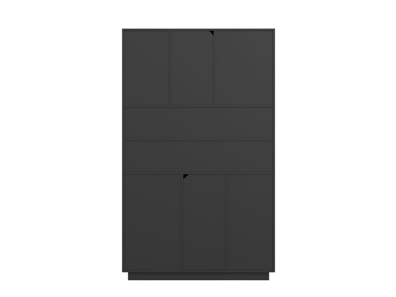  Buffet haut de cuisine avec bar ouverte et led réglable - lpospi - portes en acrylique, mdf noir  - Conforama E