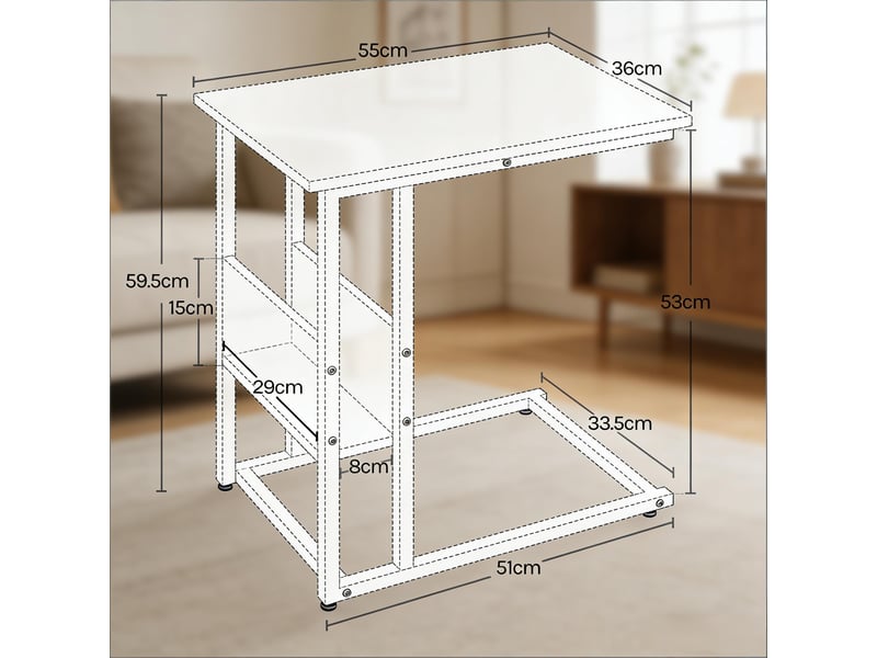  Table d’appoint en c avec rangement pour ordinateur portable - lpospi - plateau mélaminé, cadre métal marron rustique  - Conforama D