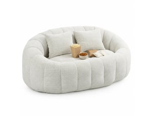 Pouf poire en chenille, avec dossier haut et accoudoirs, assise de sol en mousse à mémoire, beige