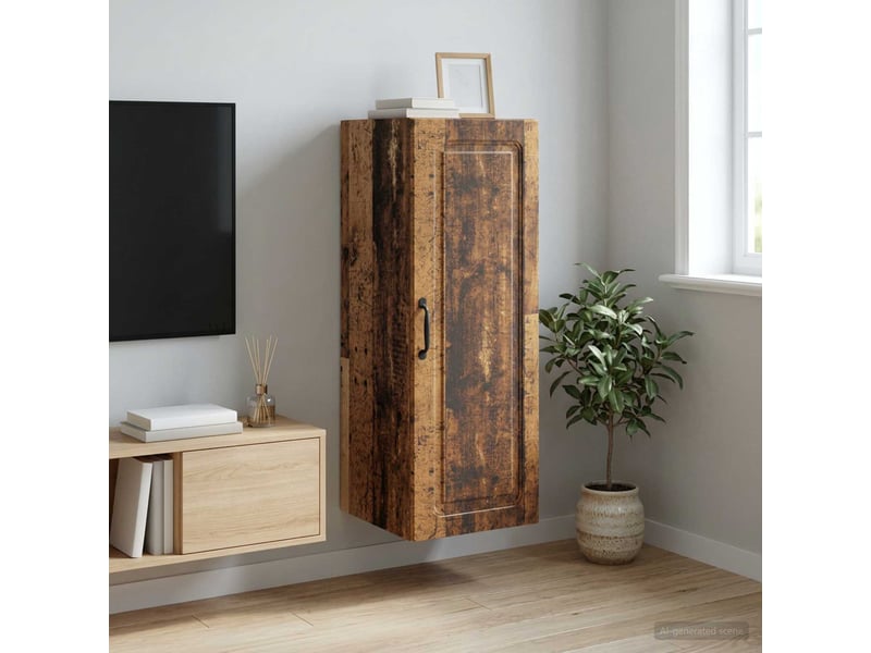  Armoire murale salon 33x34,5x90cm bois d'ingénierie bois ancien shl1889  - Conforama B