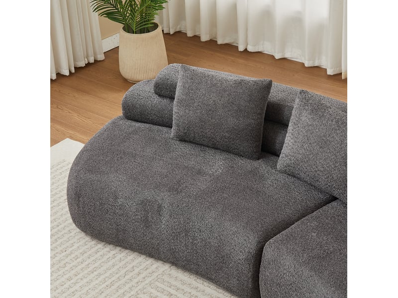  Canapé modulable 3 places en chenille gris anthracite, design incurvé  - Conforama E