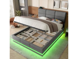 Lit coffre 180x200 cm <strong></strong>  <strong></strong> coloris gris