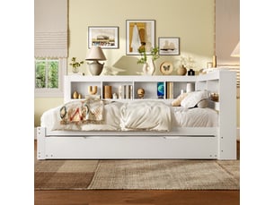 Lit banquette 140x200 cm <strong>OXEZA</strong> <strong></strong> coloris blanc