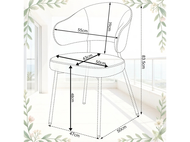  Chaise de salle à manger 47x50x83,5 cm avec accoudoirs métal noir  - Conforama D