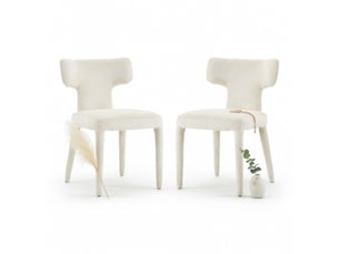 Lot de 2 chaises de salle à manger modernes, dossier en t, assise rembourrée en tissu, piètement métallique stable à 4 pieds