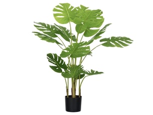 Plante artificielle, monstera deliciosa réaliste, 1 pot et terreau ciment, 17,5 cm x 17,5 cm x 120 cm, verte