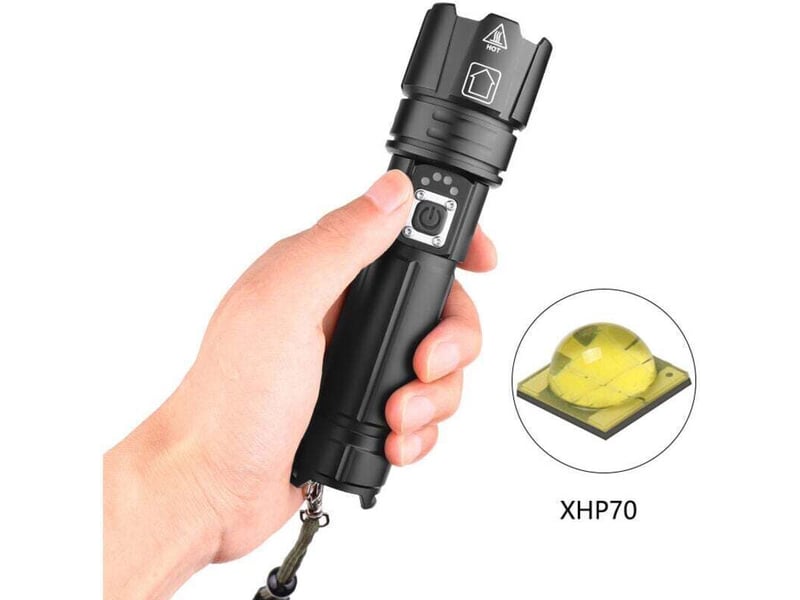 Lampe torche led 1500 lumens, lampe tactique zoom pour camping randonnée d'urgence - Conforama C
