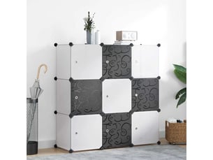 Organisateur de rangement cube avec 9 compartiments noirblanc