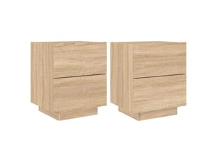 Lot de 2 tables de chevet - cabinet de chevet - table de nuit et lumières led chêne sonoma
