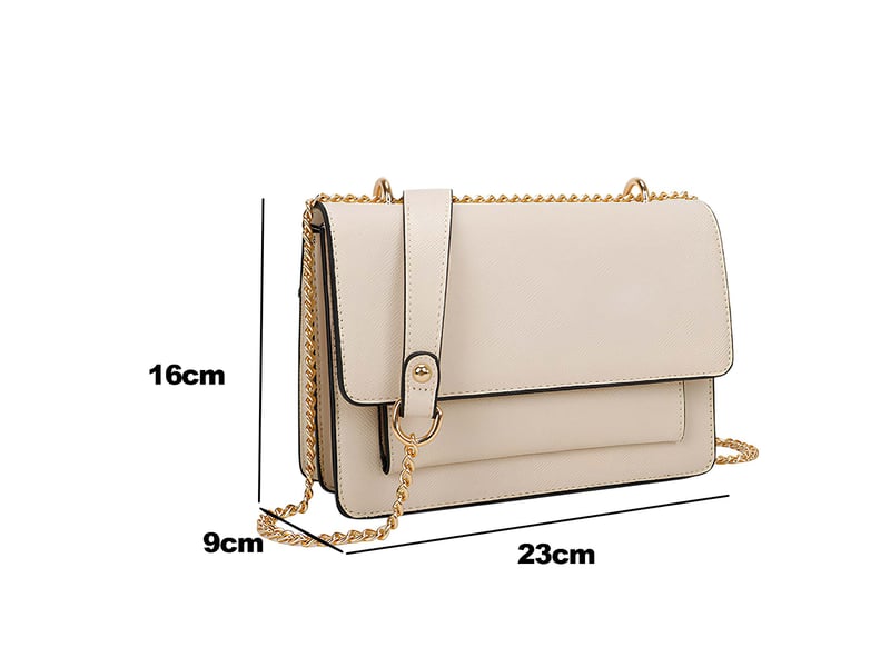 Sac bandoulière pour femme avec chaîne dorée et rabat à poche frontale gallantry beige CHIC-16871-BG - Conforama B
