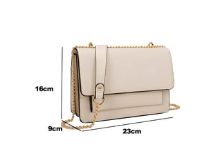 Sac bandoulière pour femme avec chaîne dorée et rabat à poche frontale gallantry beige