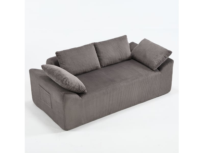Canapé 2 places 170x86x60 cm avec accoudoirs arrondis, assise profonde, marron et gris - Conforama A