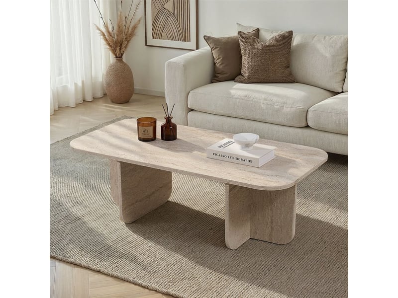 Table basse design en bois mélaminé akira - beige  - Conforama B
