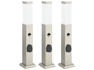 Lot de 3 borne lumineuse avec détecteur et prise 50 cm acier inoxydable ip44 shl53516
