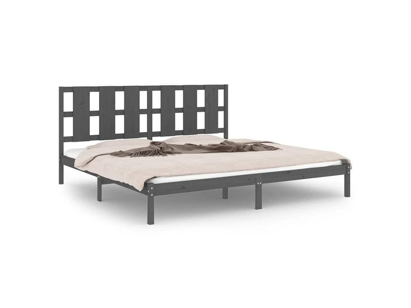 Lit double- lit adulte - cadre de lit sans matelas gris 200x200 cm bois massif de pin - Conforama A