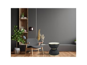 Table basse jokai en pierre frittée et similicuir orange