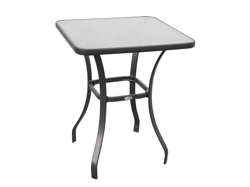  Table de jardin carrée - noir - verre trempé - métal robuste - 68,5x68,5 cm - hauteur 84 cm - poids 9,4 kg 68.5x68.5x84cm - Conforama A
