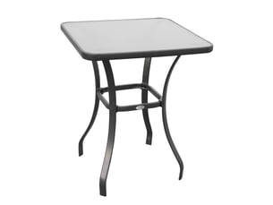 Table de jardin carrée - noir - verre trempé - métal robuste - 68,5x68,5 cm - hauteur 84 cm - poids 9,4 kg