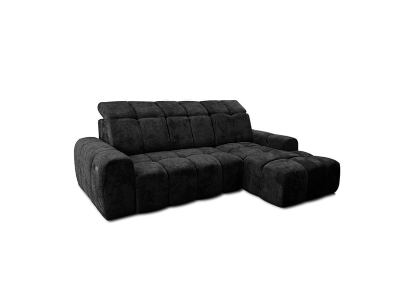  Canapé d'angle droit relax krabi avec coffre tissu kiara noir KRABI-M-KIA869-R - Conforama A