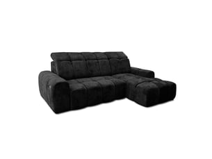 Canapé d'angle droit relax électrique TRADA KRABI-M-KIA869-R 3 places Tissu noir avec coffre de rangement