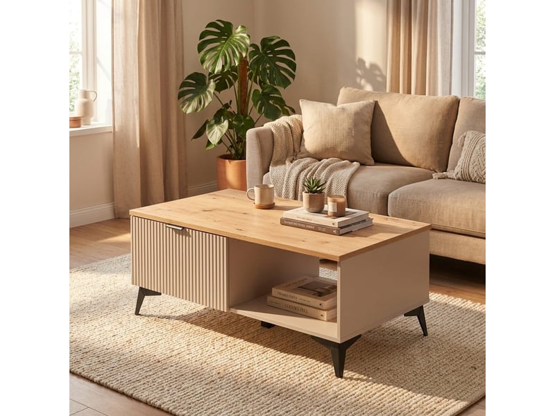  Table basse avec tiroir et compartiment de rangement velton  - Conforama B