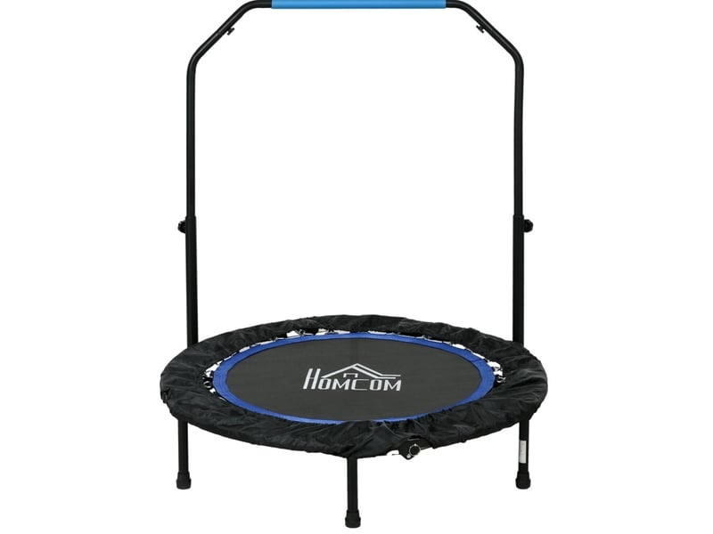 Trampoline de fitness pliable ø102 cm noir et bleu, poignée réglable sur 4 hauteurs, charge jusqu'à 100 kg - Conforama A