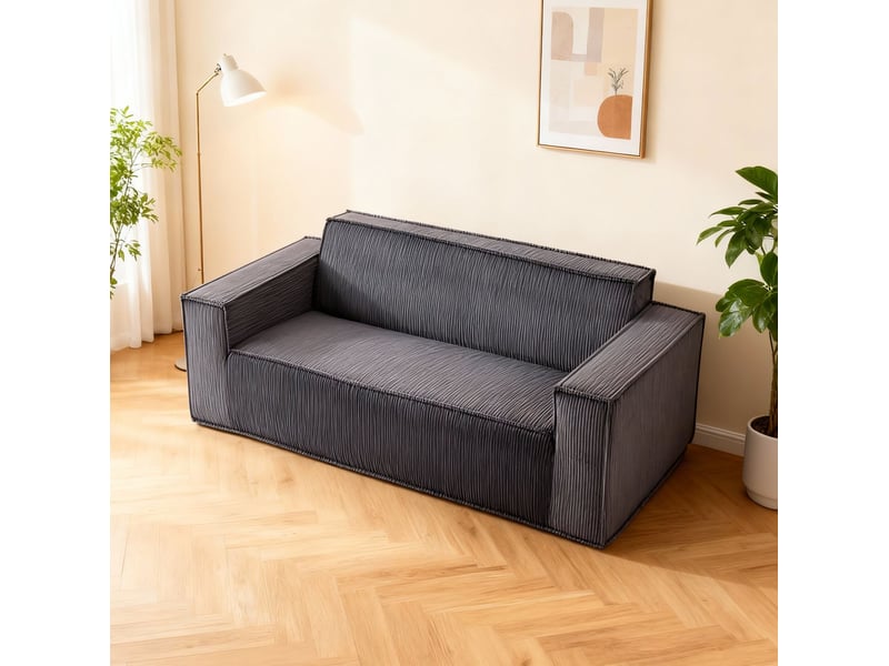  Canapé 2 places tcqpz assise profonde 178 x 86 x 70 cm sans montage velours côtelé gris  - Conforama E