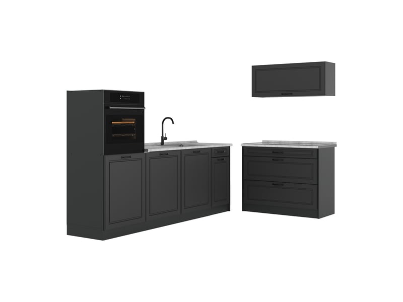  Vicco cuisine, anthracite campagneanthracite, 220cm plan de travail marbre  - Conforama A