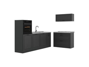 Vicco cuisine, anthracite campagneanthracite, 220cm plan de travail marbre