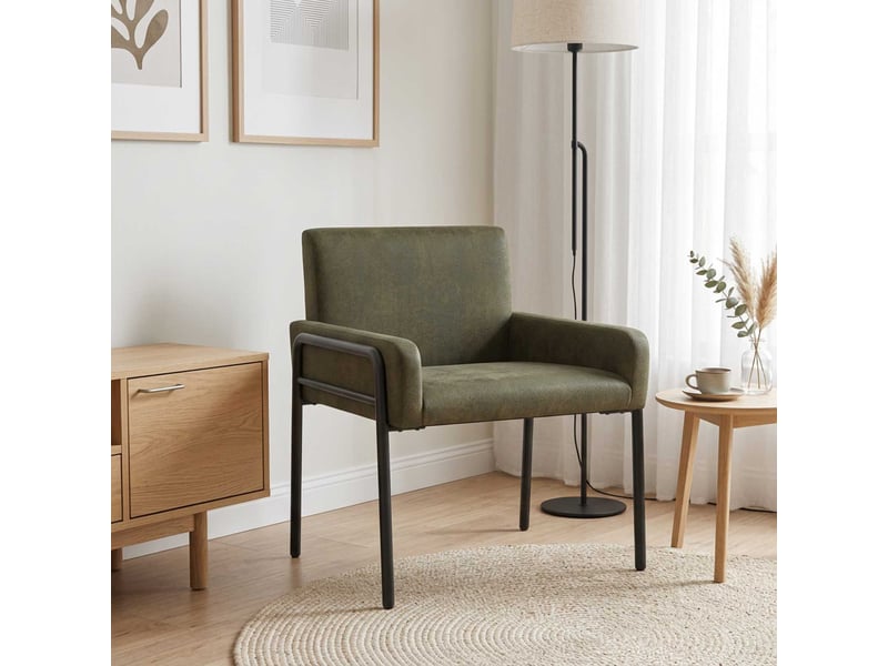  Vidaxl fauteuil d'appoint vert armée simili daim  - Conforama B