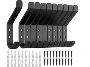 Lot de 10 crochets noirs, adaptés aux chambres, salons et salles de bains, pour suspendre manteaux et vestes, en acier inoxydable, de 9,5 cm de long