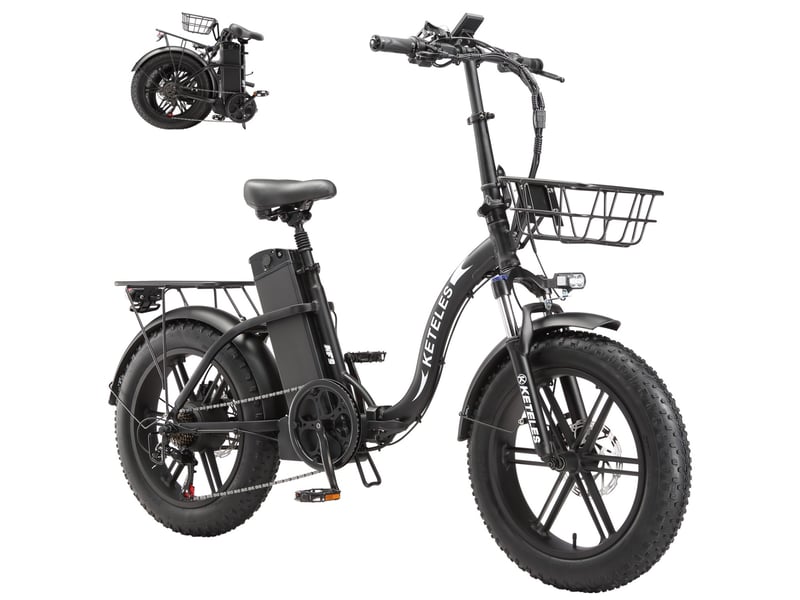 Vélo électrique pliable fat bike keteles kf9, 20 x 4.0, 48v 35ah, noir - Conforama B
