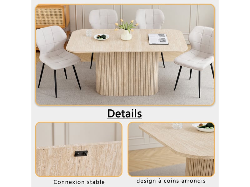 Table à manger ovale 160 cm pour 6-8 personnes – mdf travertin jaune – style scandinave - Conforama C