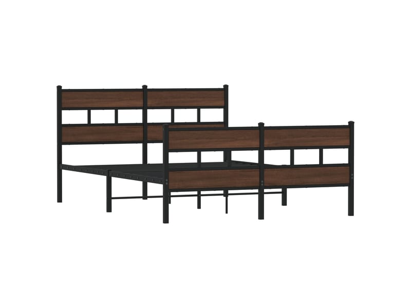 Lit double- lit adulte - cadre de lit en métal sans matelas chêne marron 150x200 cm - Conforama B