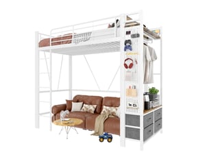 Lit mezzanine 90x200 cm <strong>MERAX</strong>  <strong>lit enfant blanc</strong> coloris blanc